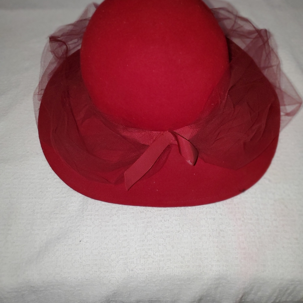 Women Red Vintage Wool Hat